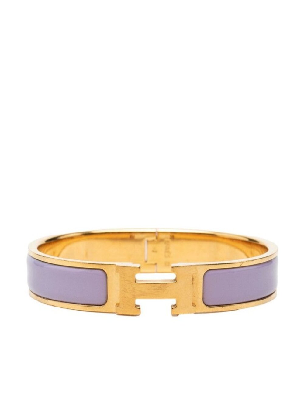 Hermes Clic H PM Enamel Bracelet Bangle Gold Purple Plated
